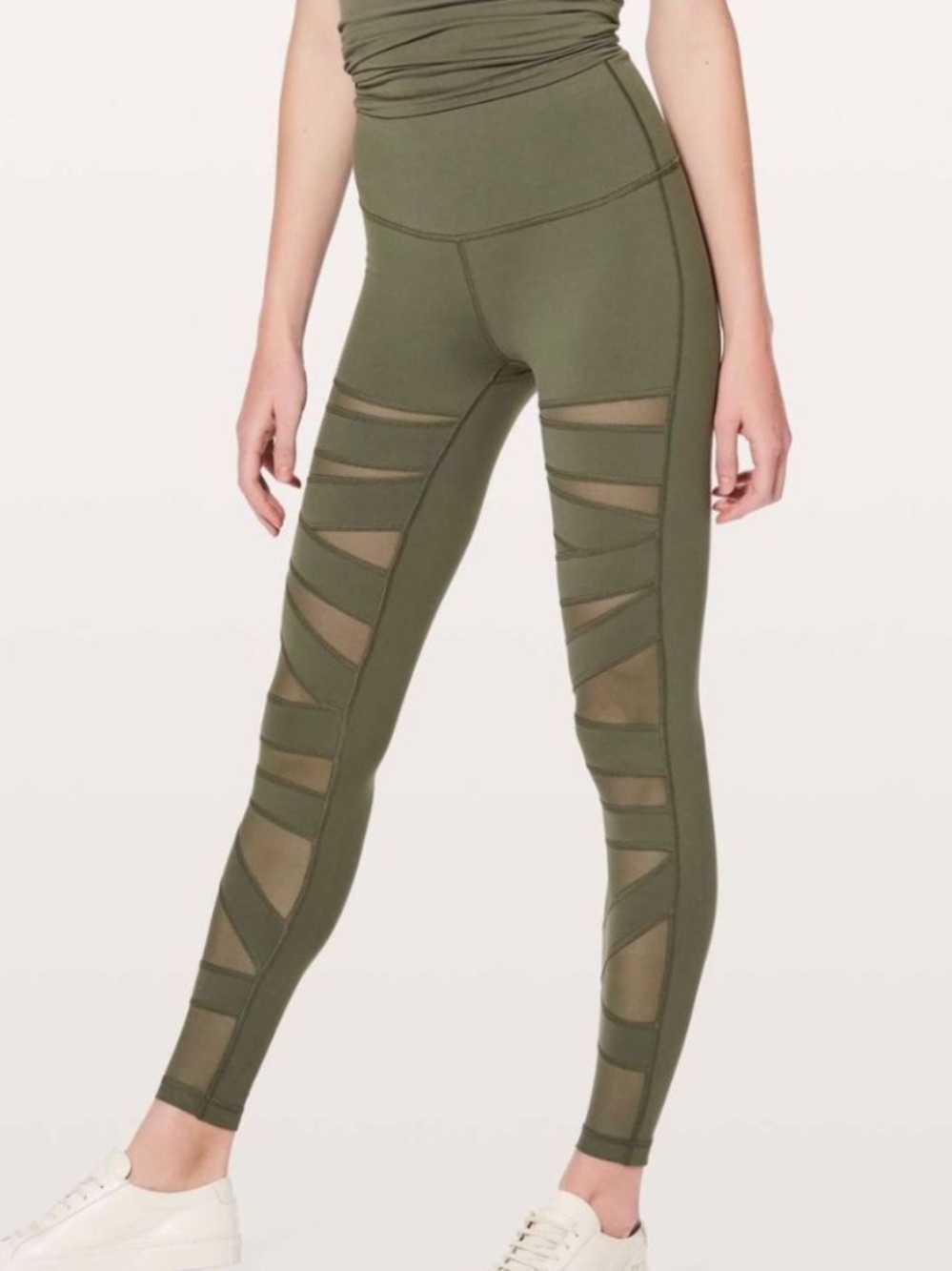 Lululemon Wunder Under Pant High Rise Tech Mesh 28” in Sage SZ 4 VGUC